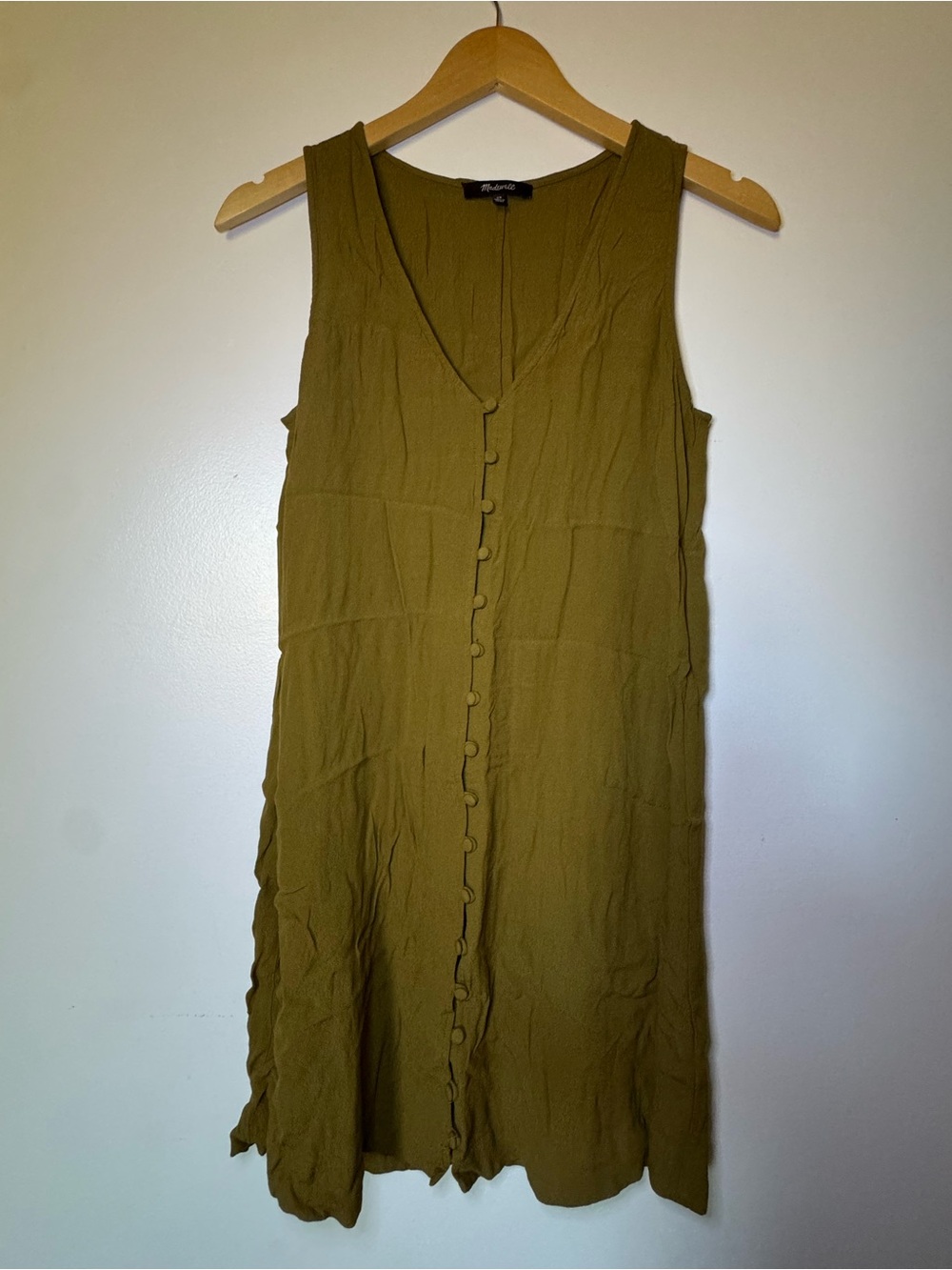 Madewell Green Button Down Mini Dress